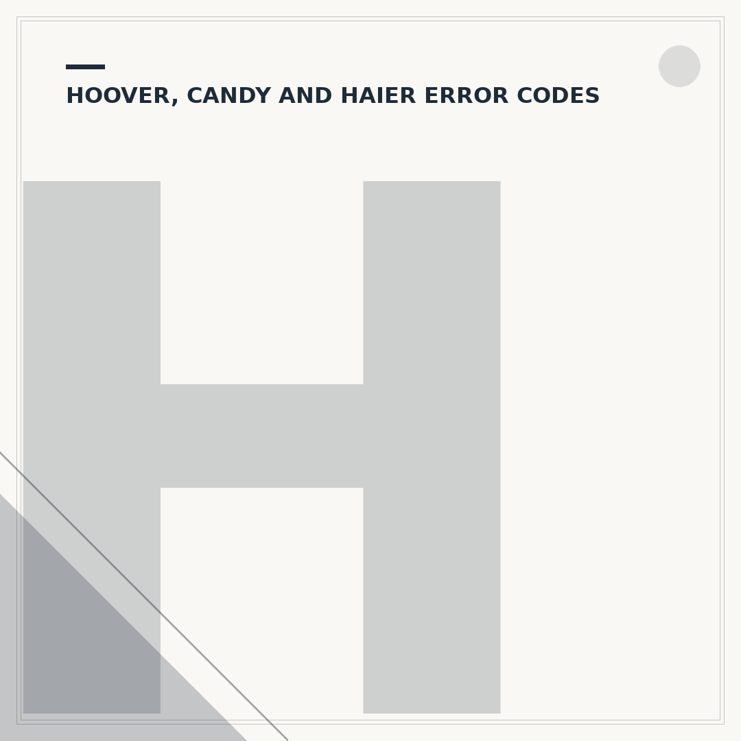 Hoover Washing Machine Fault Codes Explained