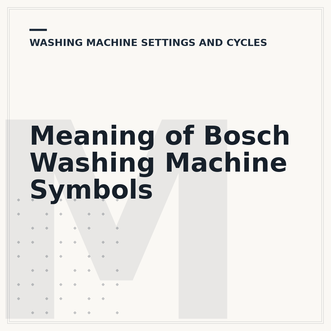Meaning of Bosch Washing Machine Symbols