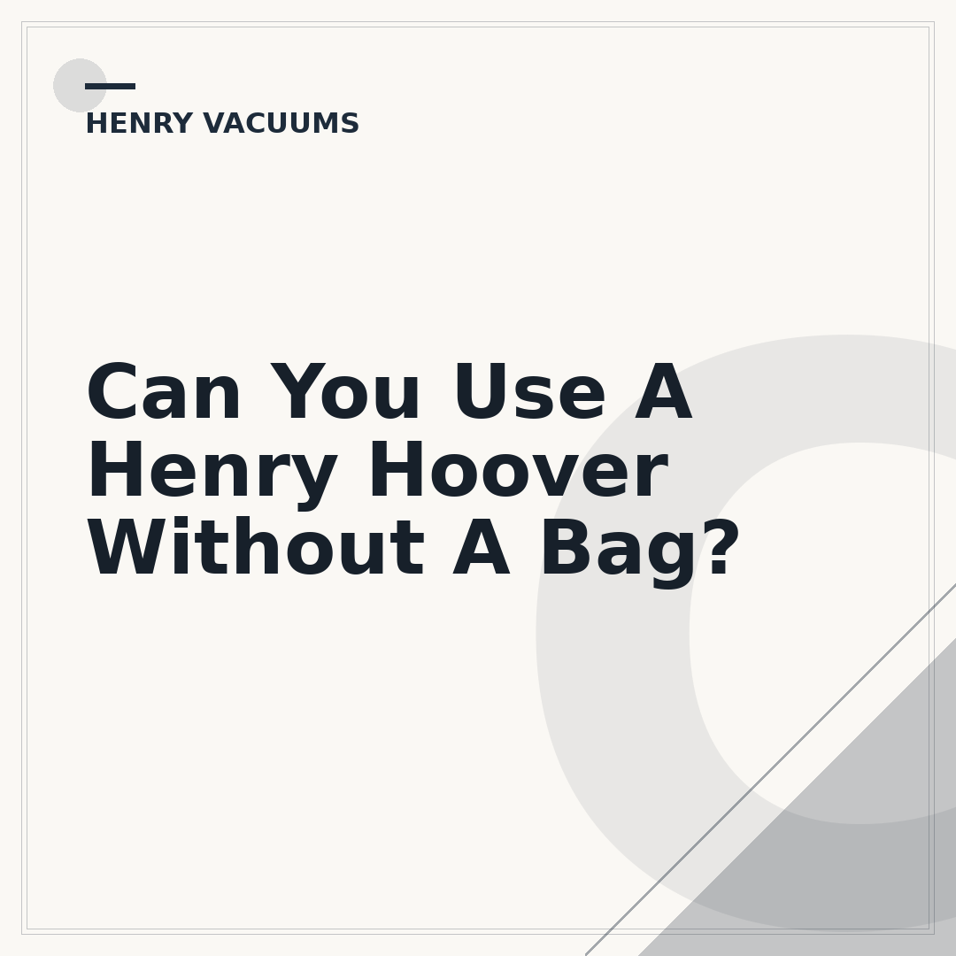 Can You Use A Henry Hoover Without A Bag?