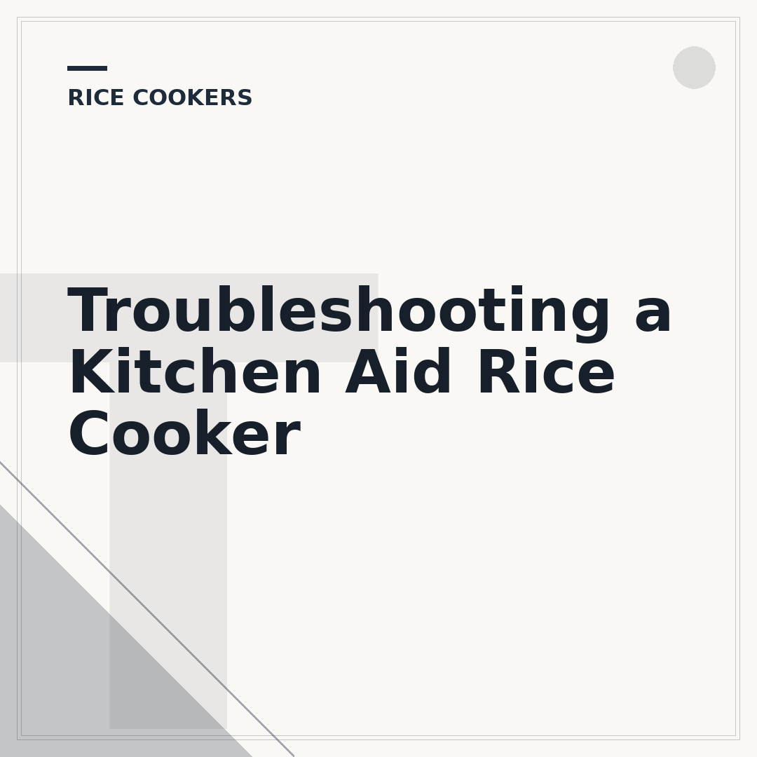 Troubleshooting a Kitchen Aid Rice Cooker