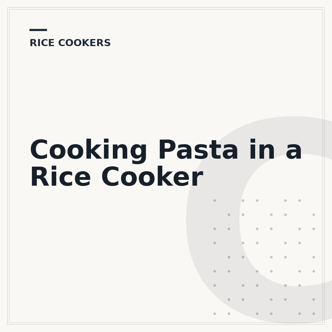 Cooking Pasta in a Rice Cooker