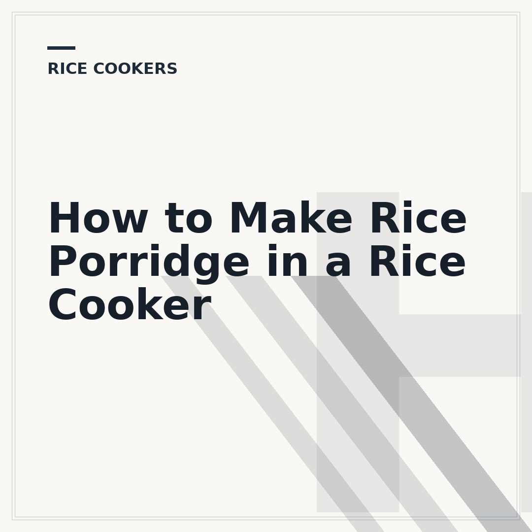 How to Make Rice Porridge in a Rice Cooker