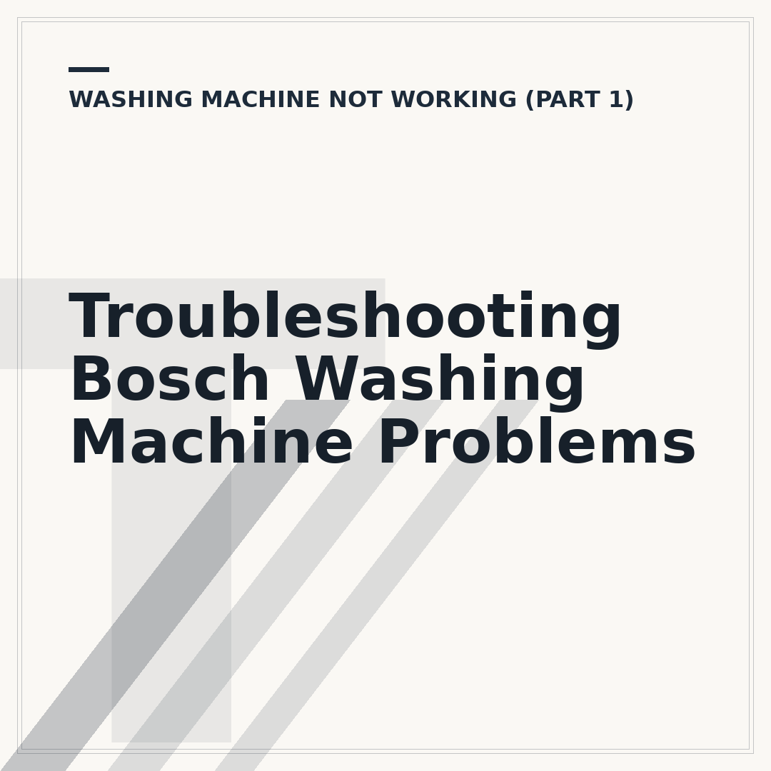 Troubleshooting Bosch Washing Machine Problems