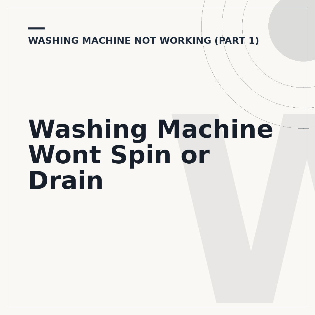 Washing Machine Wont Spin or Drain